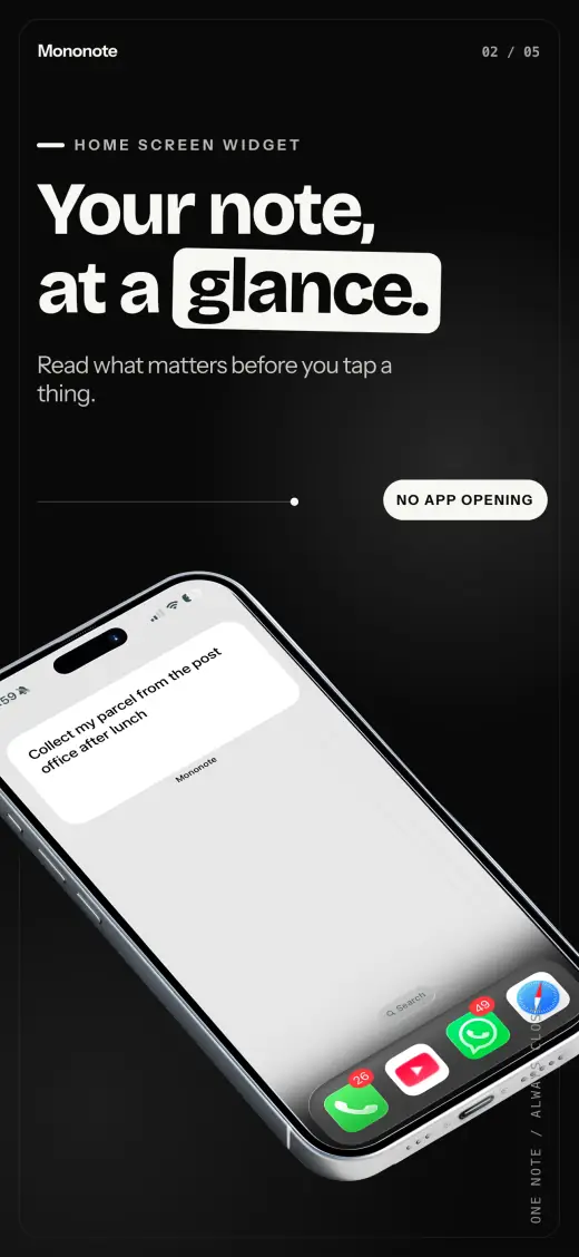 Mononote App Store screenshot — Glance