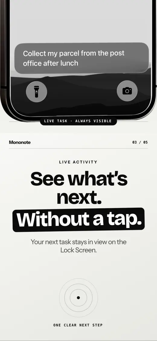 Mononote App Store screenshot — Pinned