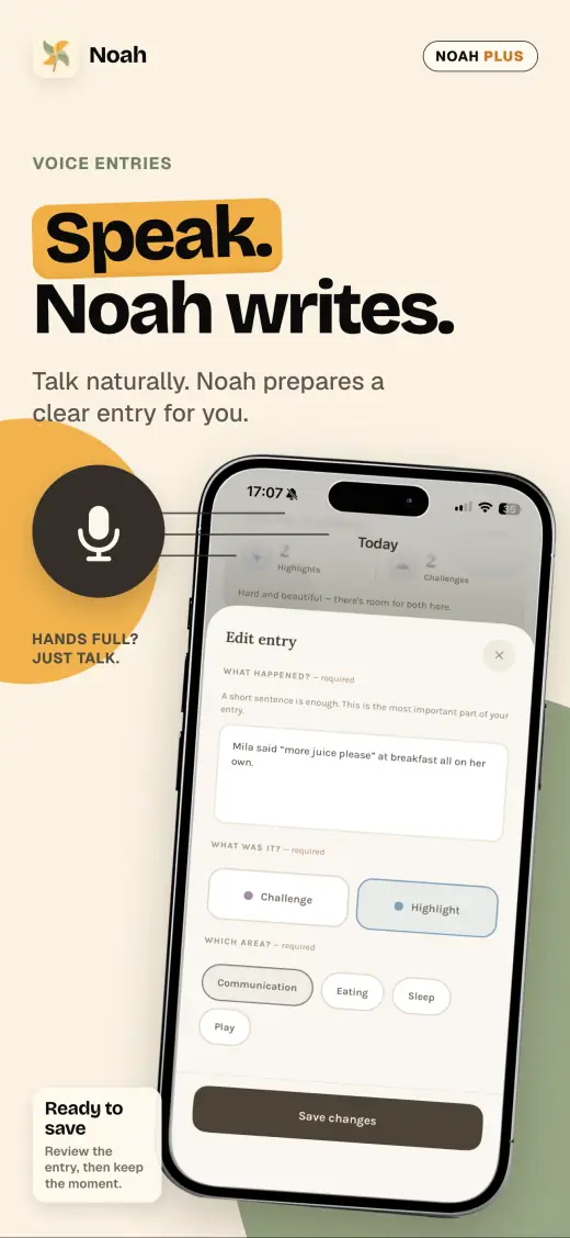 Noah App Store screenshot — Voice entry