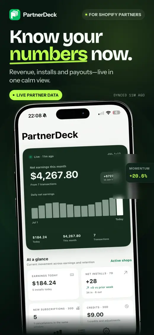 PartnerDeck App Store screenshot — Know your numbers