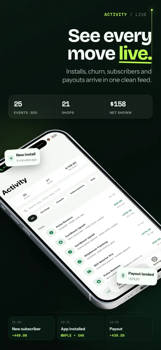 PartnerDeck App Store screenshot — Live feed
