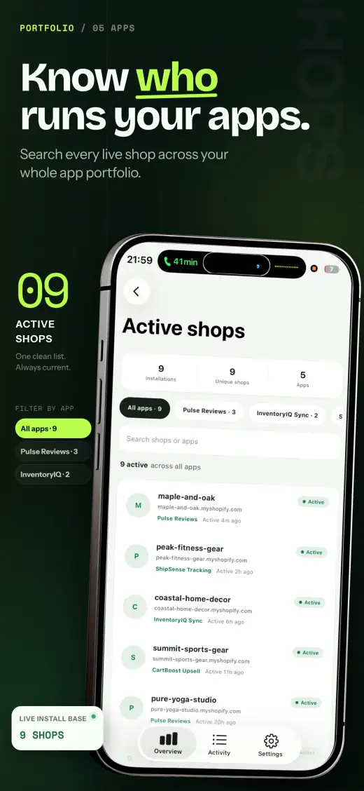 PartnerDeck App Store screenshot — Shops