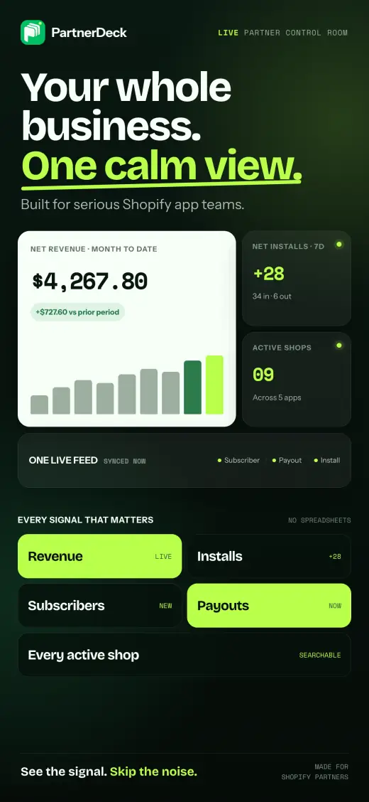 PartnerDeck App Store screenshot — Control room